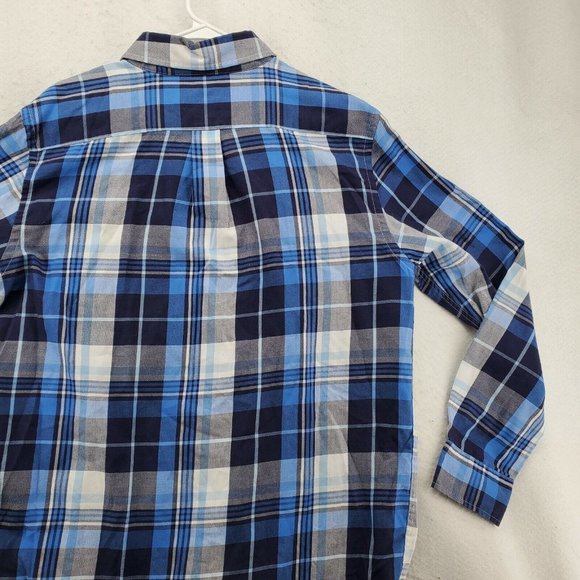 CHAPS Shirt Men's Long Sleeve Casual Button Up Collared Plaid Blue Medium - Picture 12 of 12